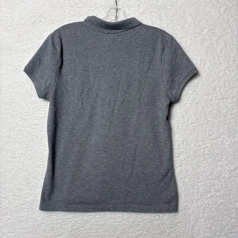 Aeropostale Polo Shirt Women Size XL A87 logo 5-Button Pique School Uniform Gray - Picture 2 of 8